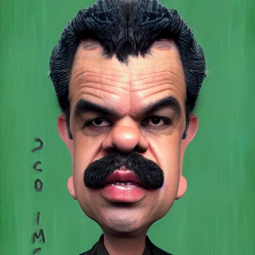 Prompt: caricature, claymation, luis guzman as luigi wearing green, painted by tom lovell, wlop, artgerm, dishonored 2,