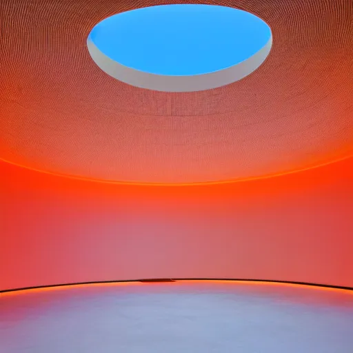 Image similar to photo of a james turrell skyspace neon colors