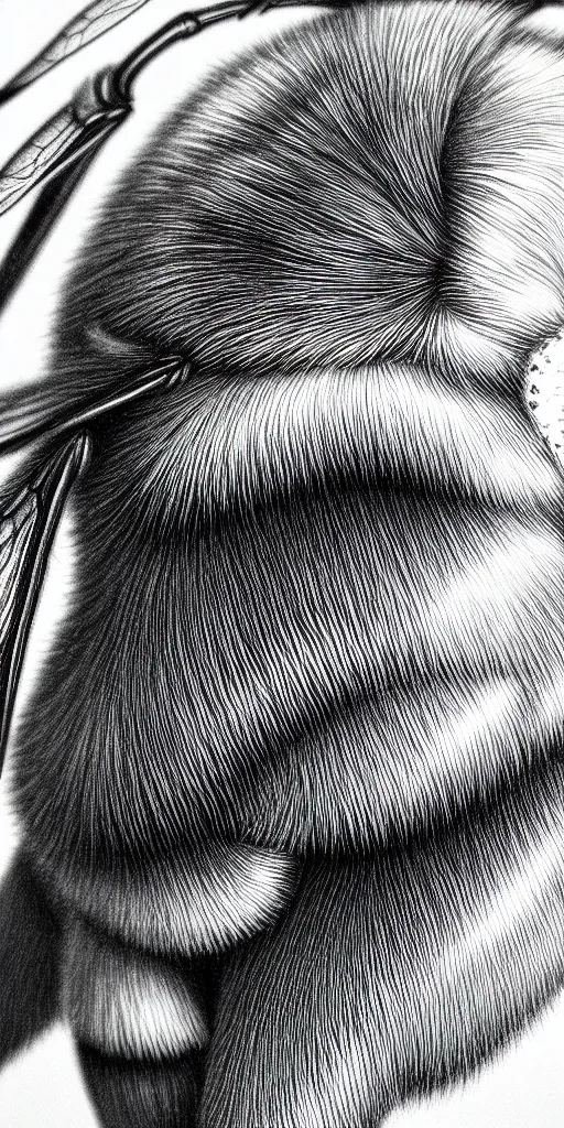 Image similar to hyper detailed ultra sharp of a beautiful bee. trending on artstation, golden, delicate, facing camera, hyper realism, 1 4 5 0, engraving, ultra realistic, 8 k