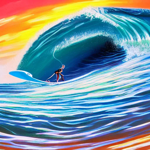 Image similar to a man riding a wave on top of a surfboard, a photorealistic painting by jerry weiss, shutterstock contest winner, naturalism, chillwave, fisheye lens, behance hd