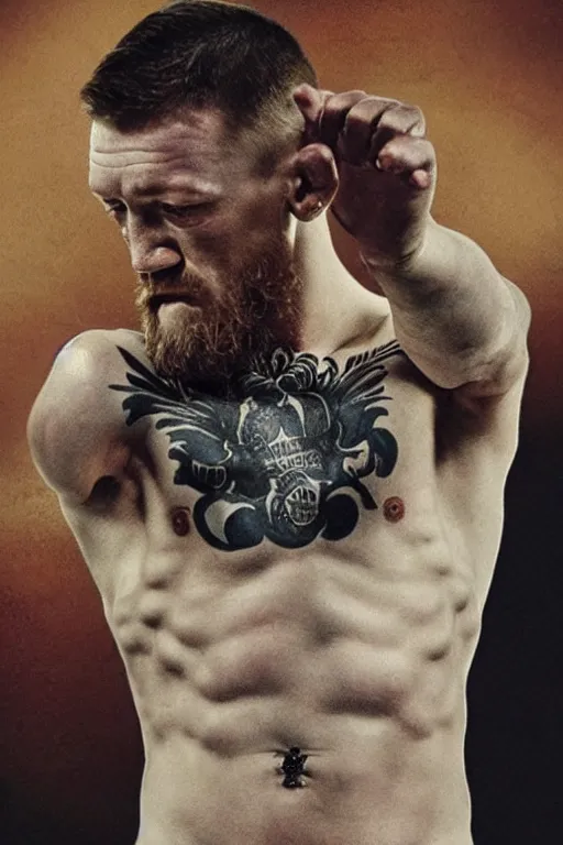 Prompt: connor mcgregor by caravaggio, mma fighter glamour shot