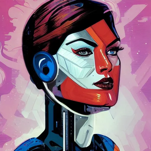 Image similar to portrait of a female android, by MARVEL comics and Sandra Chevrier