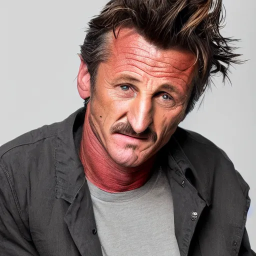 Image similar to a portrait of sean penn with a face like a dried raisin, dslr