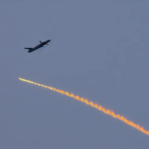 Prompt: a B1-B bomber being chased by a UFO