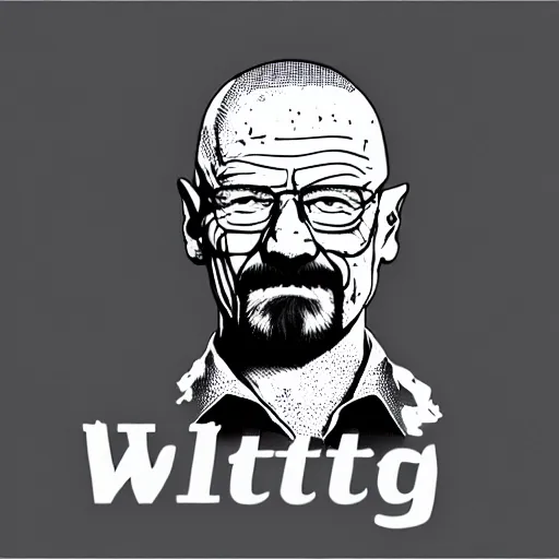 Image similar to logo design, walter white smiling like the joker, splatter paint