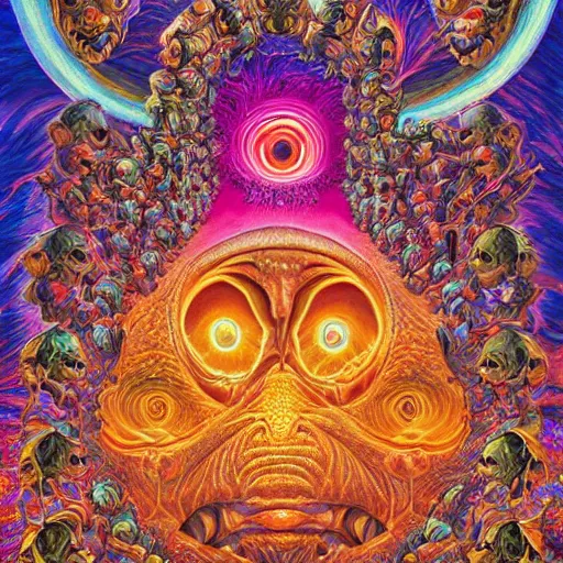 Image similar to a hypercomplex ultrarealistic painting of the portal to hell in a puzzle box by clive barker and alex grey and lisa frank and michael whelan, symmetry accurate features, very intricate details, 8 k, hires
