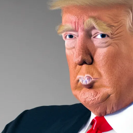 Image similar to candid portrait photo of president trump eating a wad of paper, detailed portrait