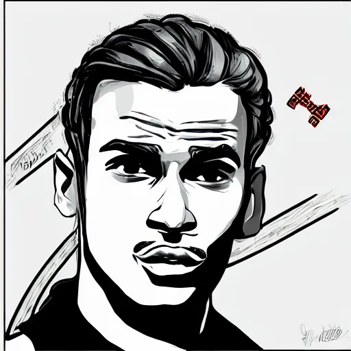 Image similar to a handsome urban youth, drawn in the style of gta v artwork