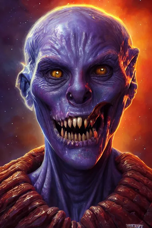 Prompt: beautiful oil painting with high detail of a wise Space ent((gap jaw)) made of stars and plasma, hybrid from dungeons and dragons and art direction by James Cameron ;by artgerm; wayne reynolds art station; cinematic quality character render; low angle; ultra high quality model; production quality cinema model; zombie