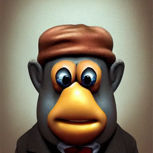 Image similar to teteaclaquestv mr potato head caricature, artgem, digital painting, color painting, hyperrealistic, concept art, oil painting, masterpiece, concept art, trending on deviantart, realistic and detailed face, highly detailed, high quality, 8 k, soft lighting, fancy colors, fantasy, cinematic, high coherence