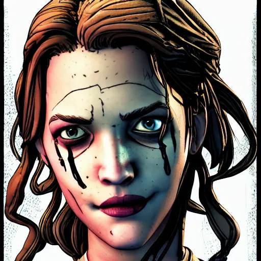 Image similar to drew barrymore portrait, borderlands, tales from the borderlands, the wolf among us, comic, cinematic lighting, studio quality, 8 k