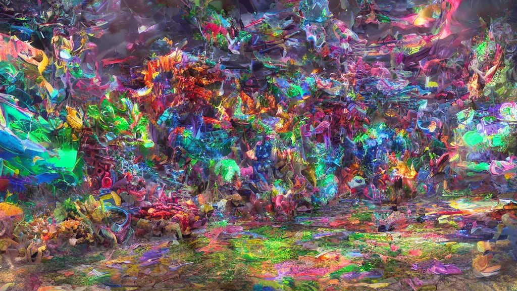 Prompt: essence of LSD trip, ultra-detailed, hyperrealistic, by tian gan, trending on patreon, artstation, deviantart. Unreal engine