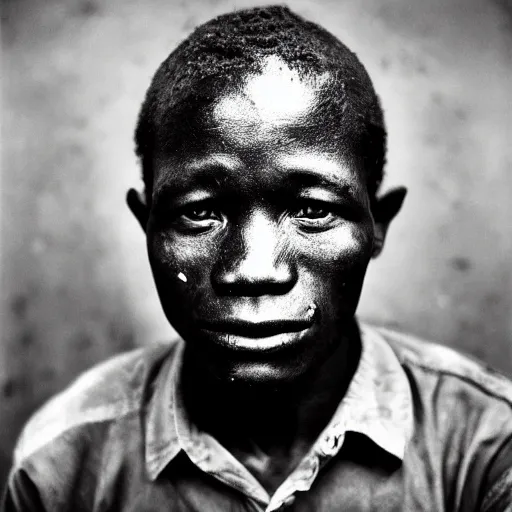 Image similar to black and white photo, portrait of Congo mineworker by richard avedon, realistic, Leica, medium format, cinematic lighting, parallax, high resolution,