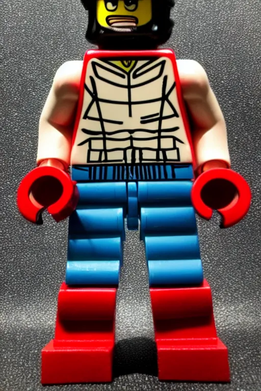 Image similar to muscular lego minifigure, photorealistic, highly detailed,