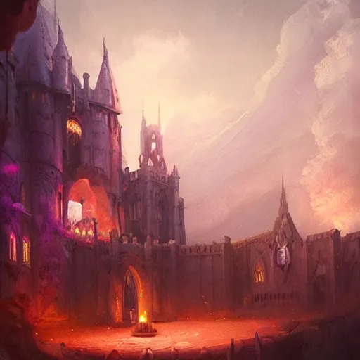 Image similar to ultra realistic refined mistical painting trending on artstation of medivh at his castle by greg rutkowski