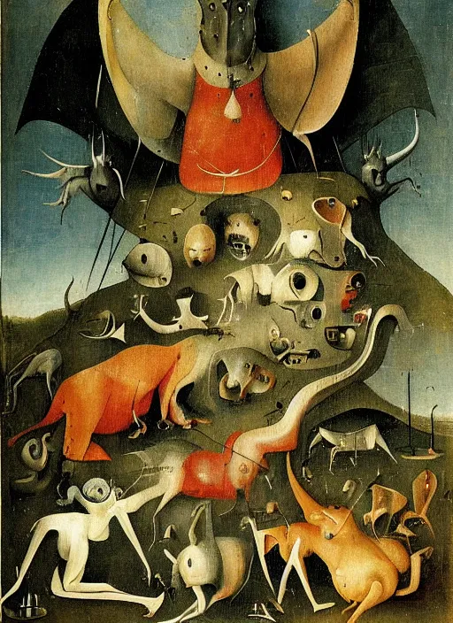 Image similar to The Great Beast, artwork by Hieronymus Bosch