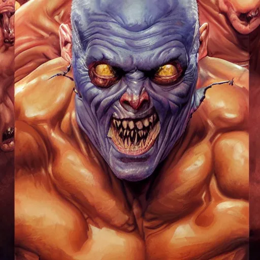 Image similar to an portrait of an mutant buff zombie, highly detailed, centered, digital painting, artstation, concept art, donato giancola, Joseph Christian Leyendecker, WLOP, Boris Vallejo, Breathtaking