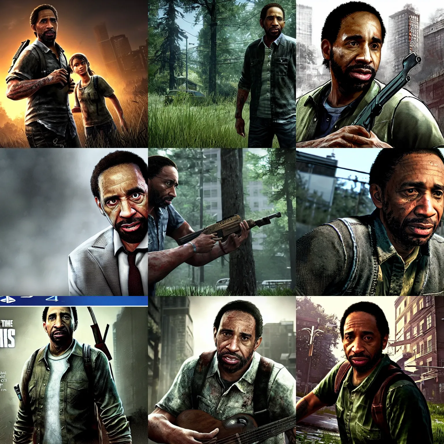 Prompt: stephen a smith in the last of us, ps 4, video game still