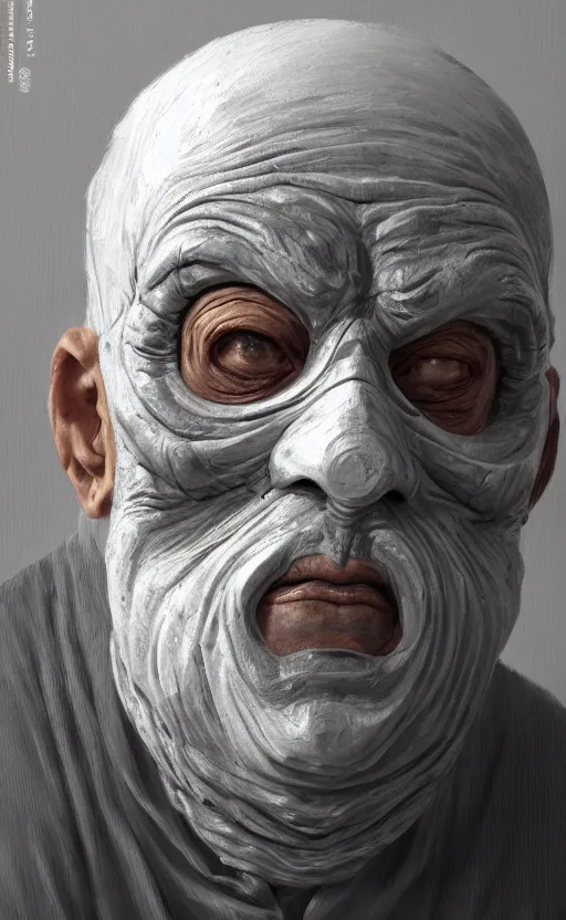 Image similar to old man doing with mask, do what we can, then leave it to god, non fiction, baroque, confident, consistency, stability, cohesion, elegant, highly detailed, 8 k uhd, digital painting, artstation, concept art, matte, sharp focus, illustration, art by artgerm and paul lung and samuel silva