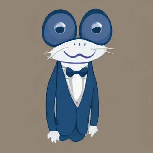 Image similar to blue salamander in a grey tuxedo and a bowtie, character icon