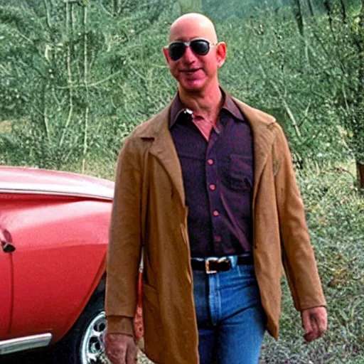 Prompt: jeff bezos as a hippie clothes in woodstock