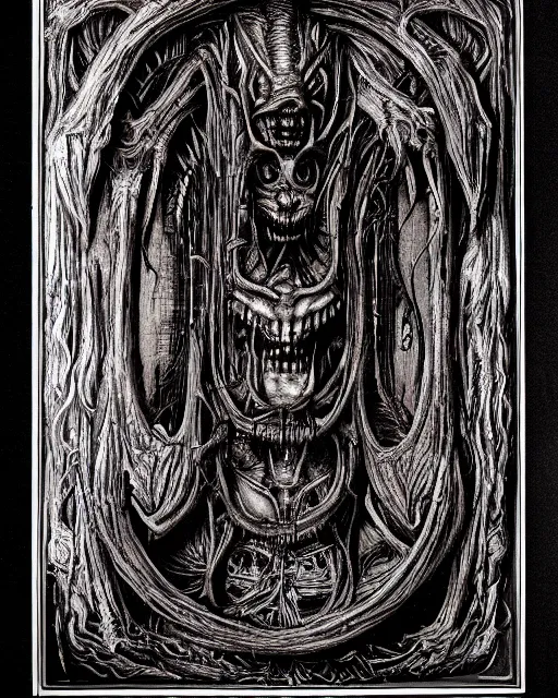 Prompt: Photograph of the Necronomicon, by H.R.Giger