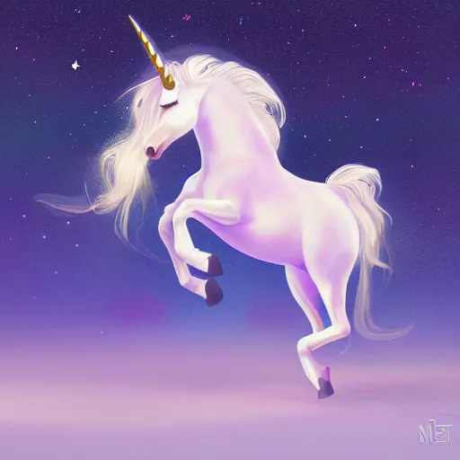 Prompt: a unicorn dancing under a cresent moon. Digital art, high detail, hyper realistic, digital illustration, trending on artstation - n 9