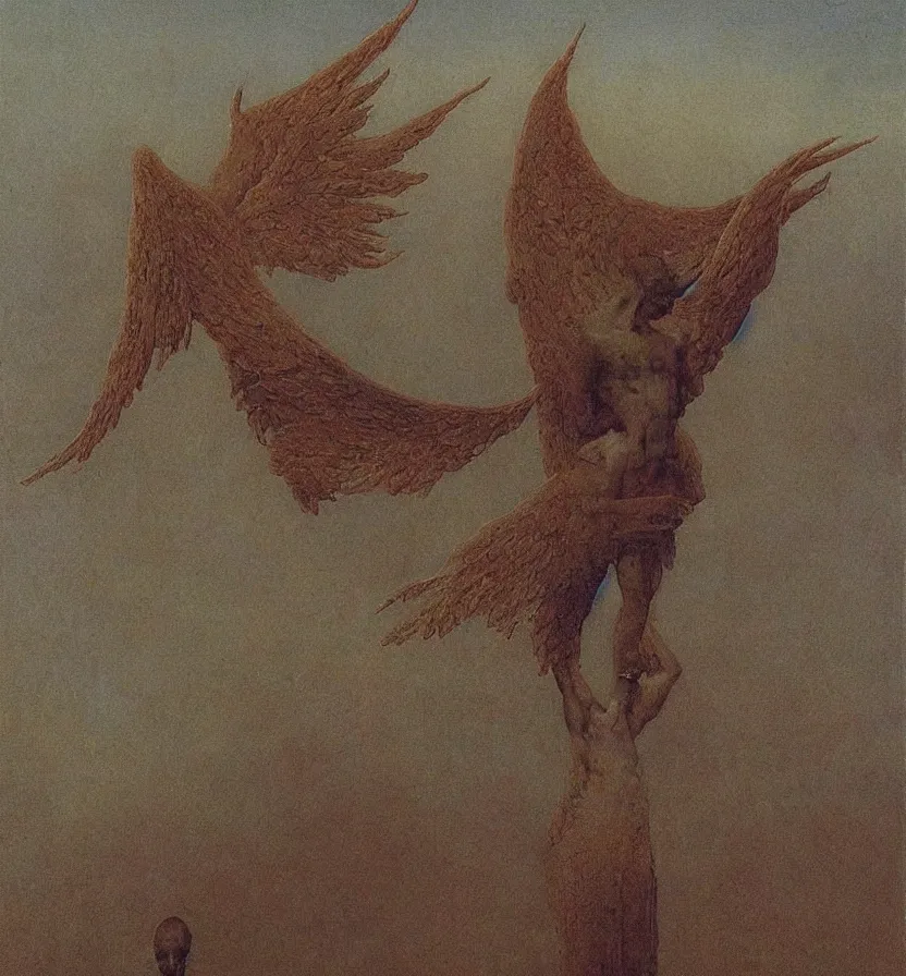 Prompt: Chiquito de la calzada with the wings of an angel, beksinski