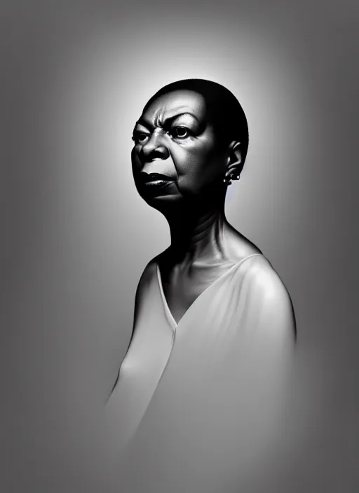 Prompt: hyper detailed 3 d render like an oil painting - portrait of nina simone, houdini algorithmic generative render, abstract brush strokes, masterpiece, edward hopper and james gilleard, peter lindbergh, wolfgang lettl, octane render, 8 k