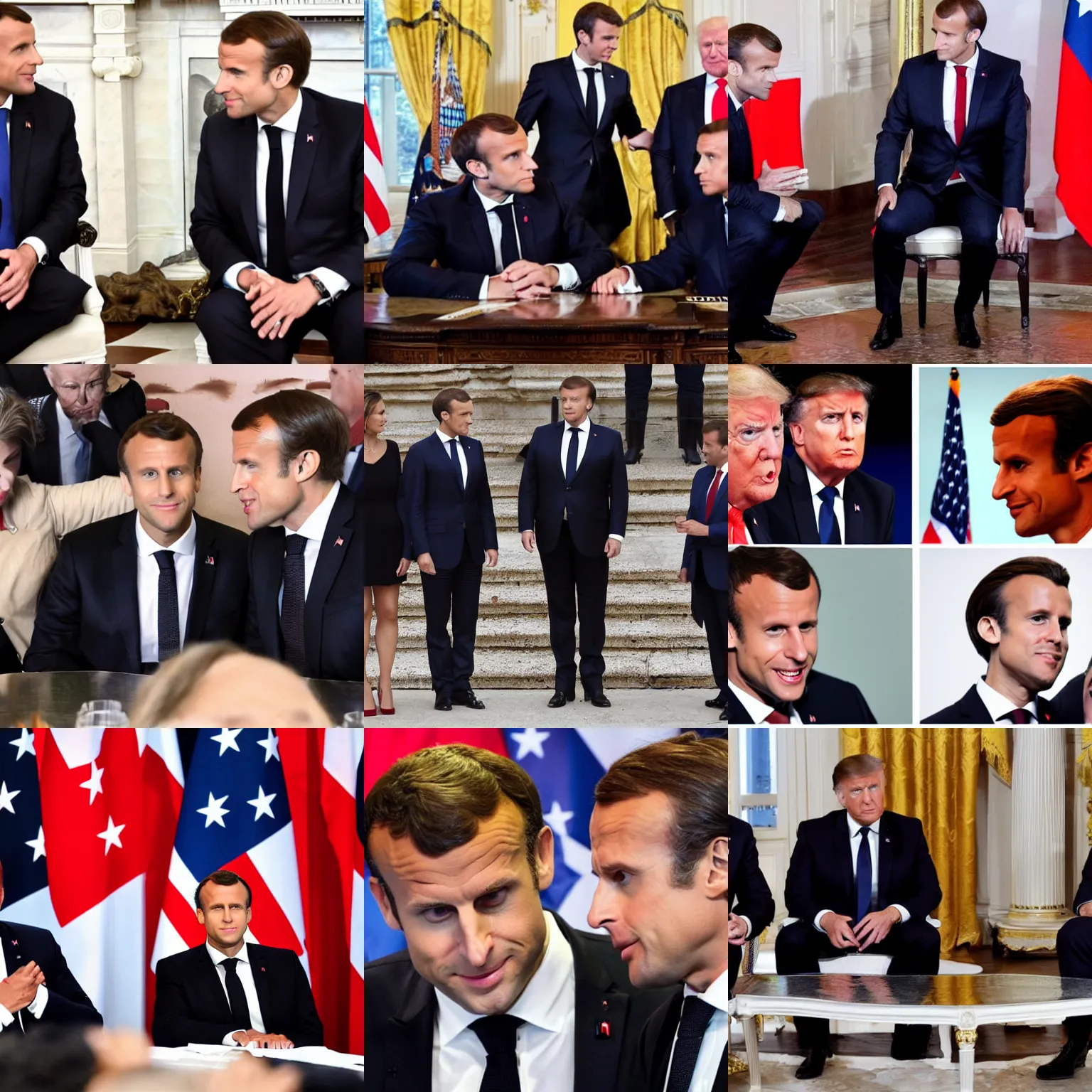 Prompt: macron trump and poutine in an orgy