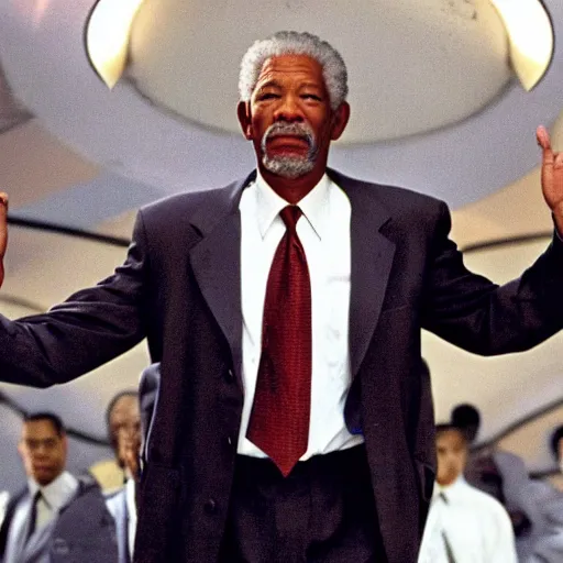 Prompt: morgan freeman in catch me if you can ( 2 0 0 2 )