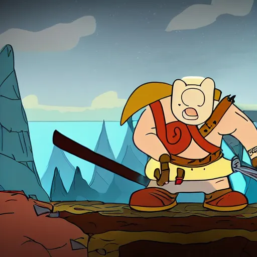 Image similar to god of war inspired by adventure time