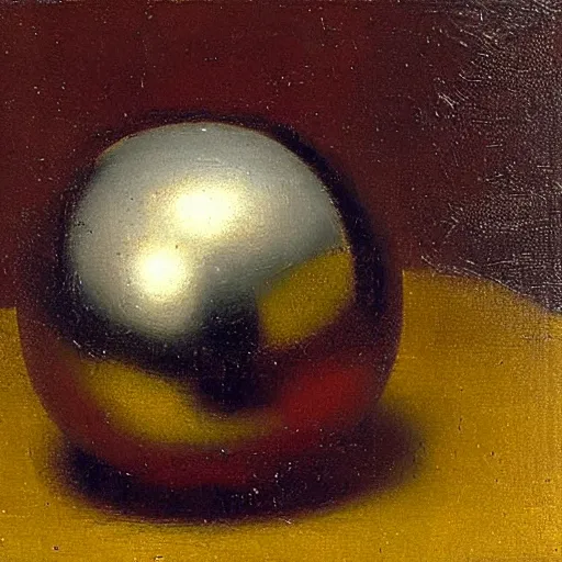 Prompt: chrome spheres on a red cube by govert flinck