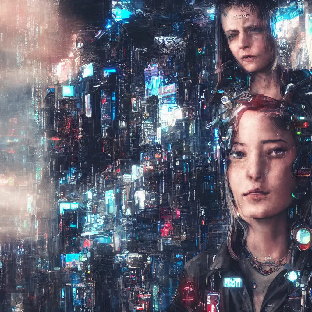 Image similar to sky - fi portrait of a cyberpunk, 8 k, 4 k, ultra detail, ultra realistic