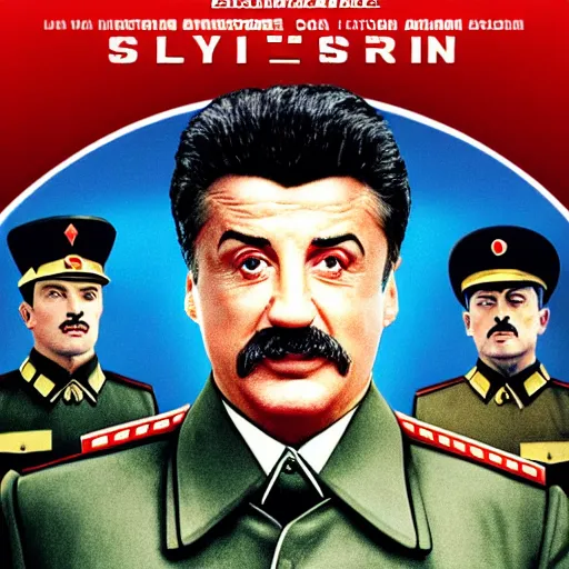 Prompt: Sylvester Stallone as Stalin, modern movie poster, highly detailed, 8k