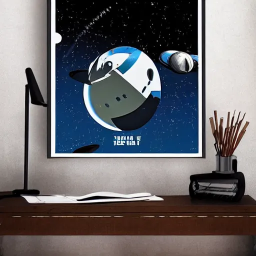 Image similar to space travel poster in style of ww 2 propaganda poster