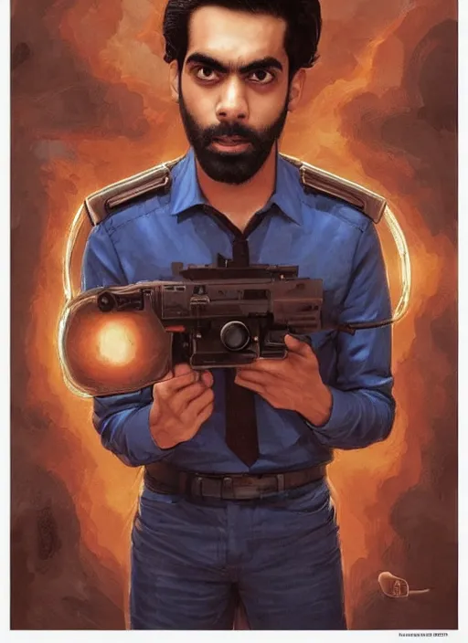 Prompt: portrait of Rahul Kohli in Midnight Mass (2021), highly detailed, centered, solid color background, digital painting, artstation, concept art, smooth, sharp focus, illustration, Jason Edmiston, donato giancola, Joseph Christian Leyendecker, Les Edwards, Ed Repka, WLOP, Artgerm