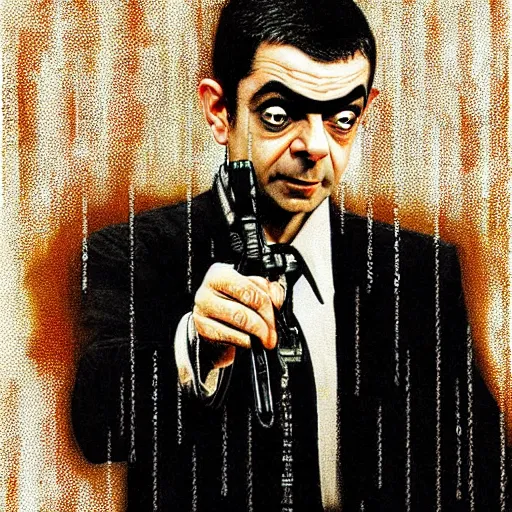 Image similar to Rowan Atkinson in the matrix, trending on artlist