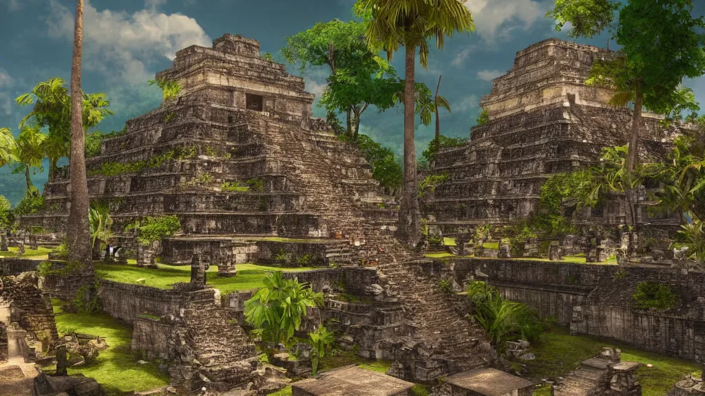 Ancient maya temples, fantasy artwork, very very very | Stable ...