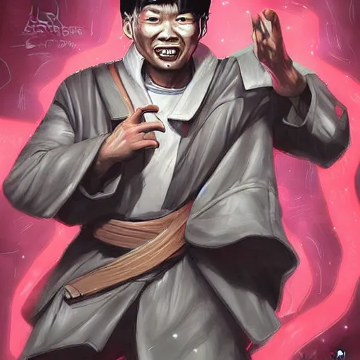 Image similar to crazy asian man in the style of star wars by rossdraws, artgrem