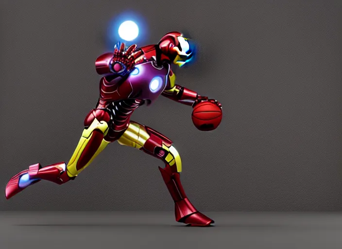 Image similar to basketball sneakers concept of iron man, picture by tim burton, render, cinema 4 d, octane render