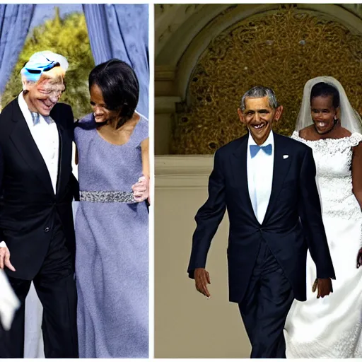 Image similar to joe biden and barack obamas wedding, award winning wedding photography