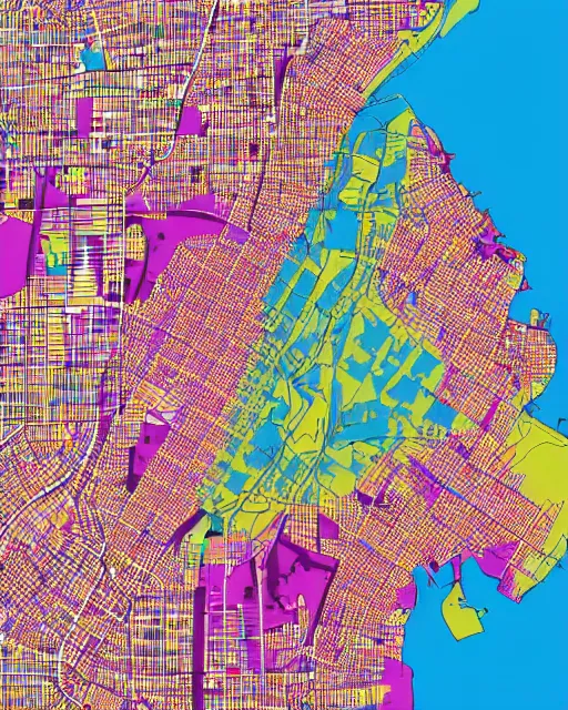 Image similar to colourful maps, new York, 3d