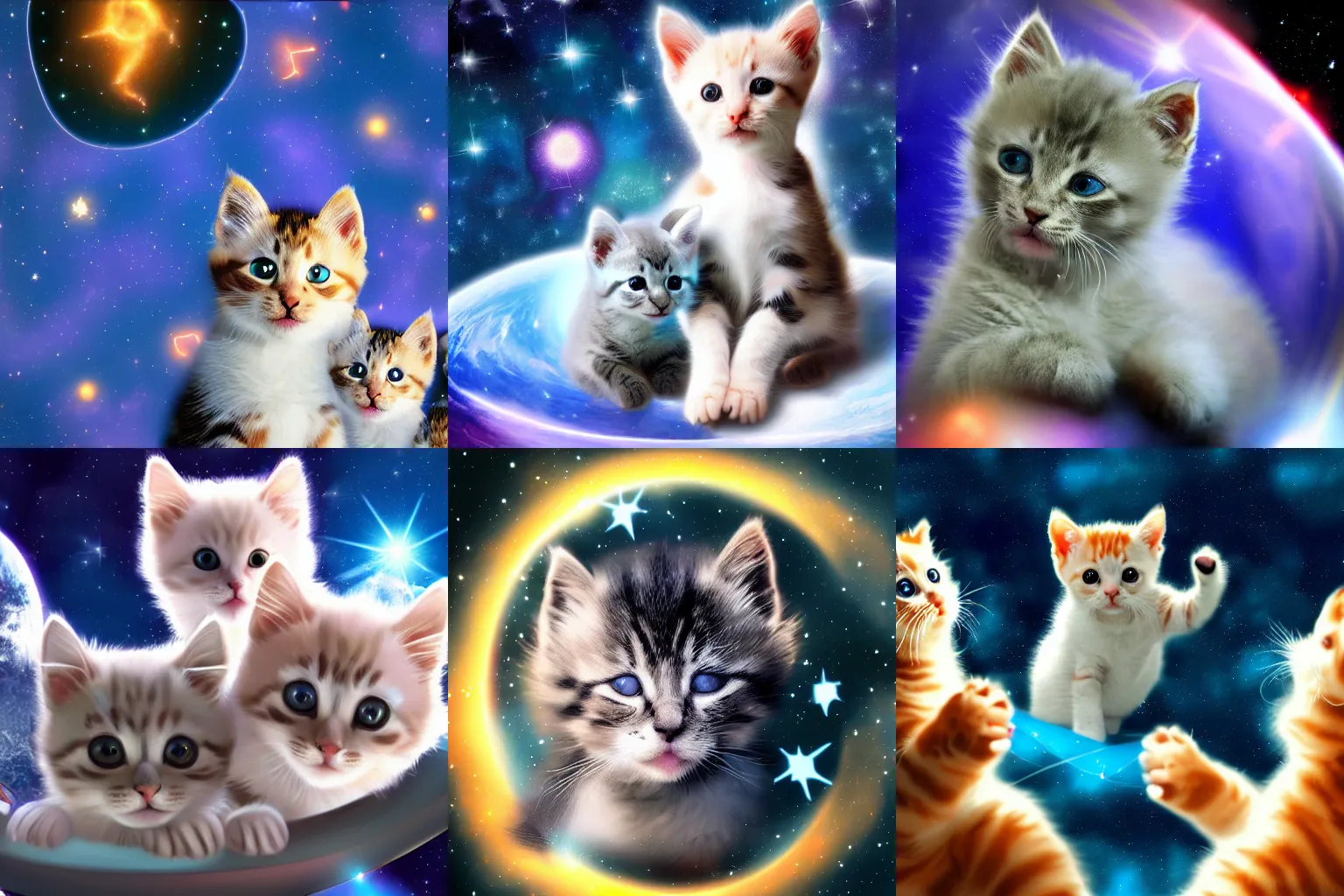 Prompt: kittens in outer space, deviantart, HQ, 4k