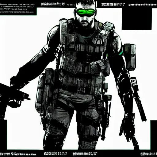 Image similar to sam fisher from splinter cell by yoji shinkawa, concept art, multi vision goggles