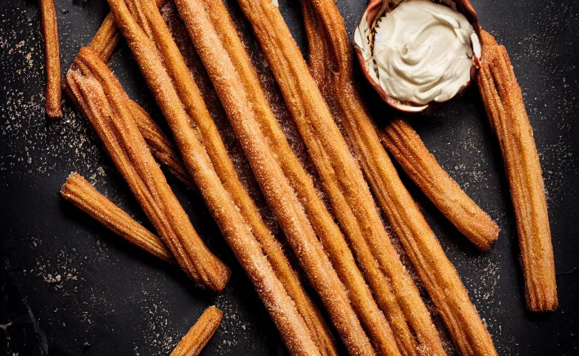 Image similar to a delicious churro, in the desert, food product photography, behance