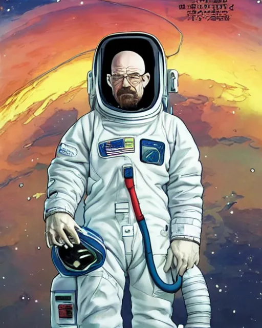 Image similar to walter white astronaut, art by makoto shinkai and alan bean, yukito kishiro