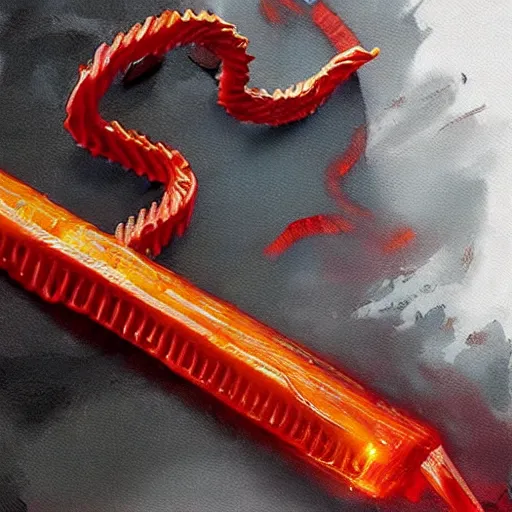 Image similar to fantasy sword made out of twizzlers, painted by greg rutkowski