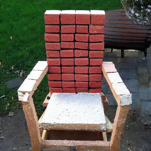 Prompt: chair made out of bricks, art project