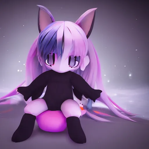 Image similar to cute fumo plush of a void imp who crawled out a hole in reality, anime girl, symmetry, gothic, vray